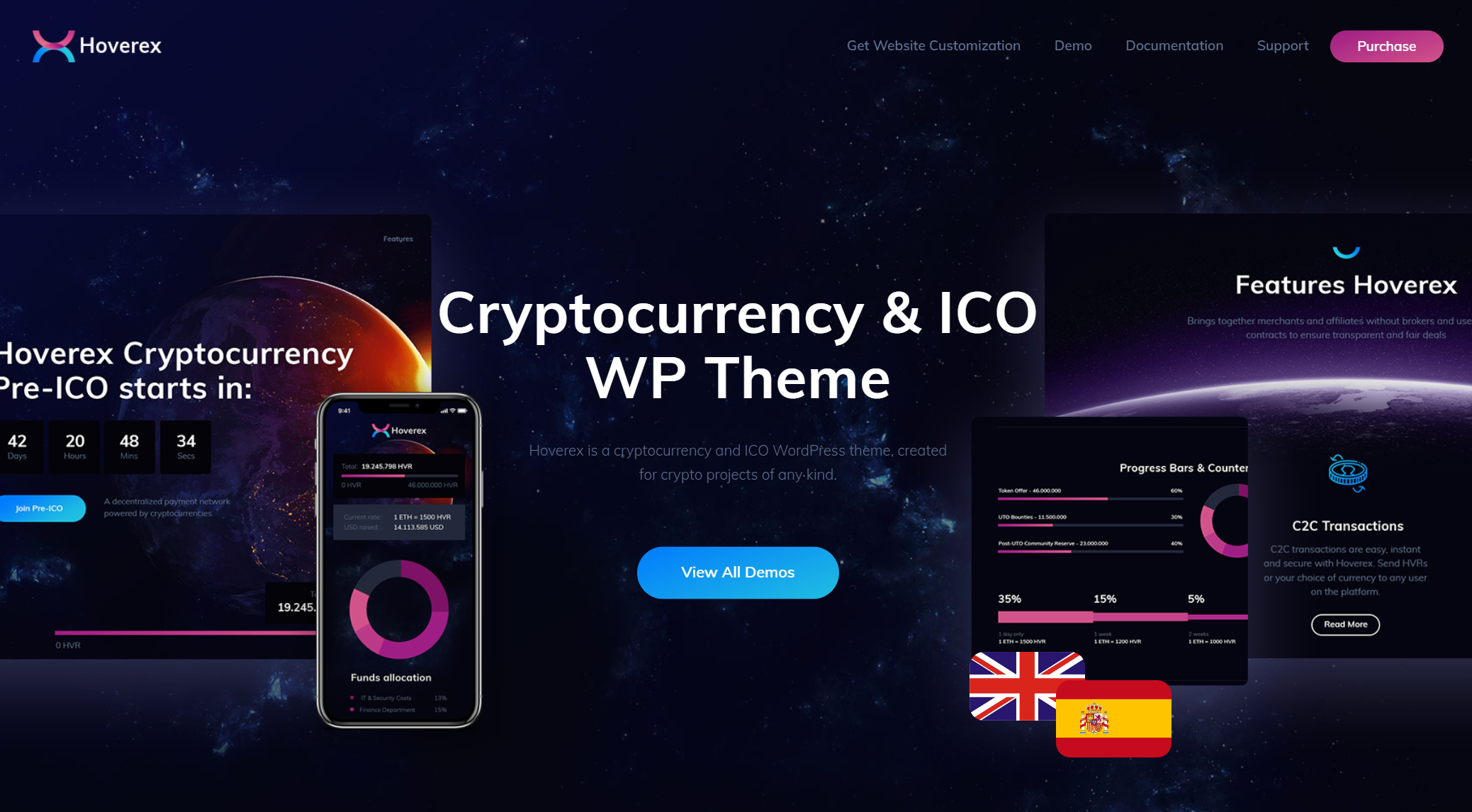 free download Hoverex Cryptocurrency, NFT & ICO WordPress Theme + Spanish nulled