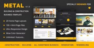 Metal Nulled Mobile Friendly Building & Construction Business Template Free Download