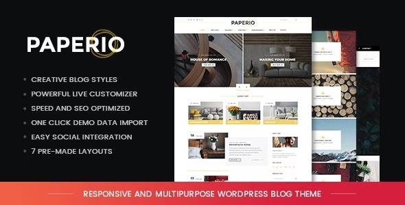 Paperio Nulled Responsive And Multipurpose WordPress Blog Theme Free Download