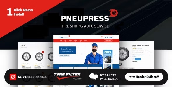 PneuPress Nulled Tire Shop and Car Repair WordPress Theme Free Download