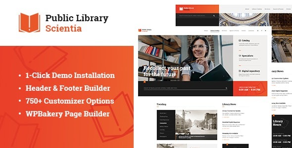 Scientia Public Library & Book Store Education WordPress Theme Nulled