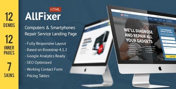AllFixer Computers & Smarphones Repair Service Landing Pages Pack Nulled