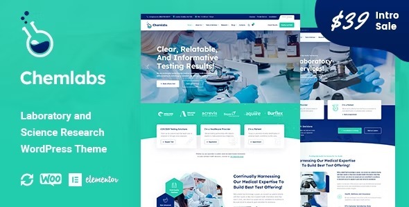 Chemlabs – Laboratory & Science Research WordPress Theme Nulled