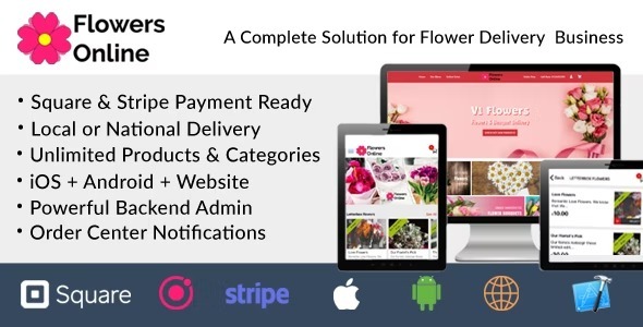 Flowers Florists Nulled Floristry Online Bouquet Ordering System iOs + Android + Onwer App + Web + Admin Free Download