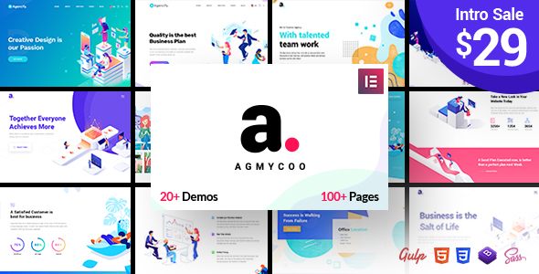 free download Agmycoo - Isometric Startup Creative Digital Agency WordPress Theme nulled