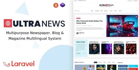 free download UltraNews - Laravel Newspaper, Blog and Magazine Multilingual System nulled