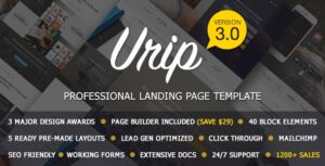 free download Urip - Professional Landing Page With HTML Builder nulled